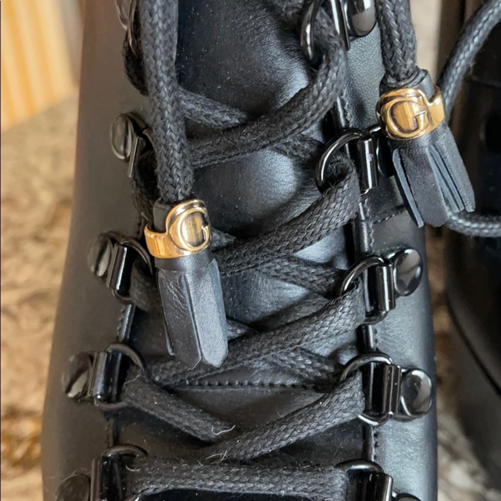Gucci Black Kayla Lace-Up Leather Platform Boots - Picture 4 of 9